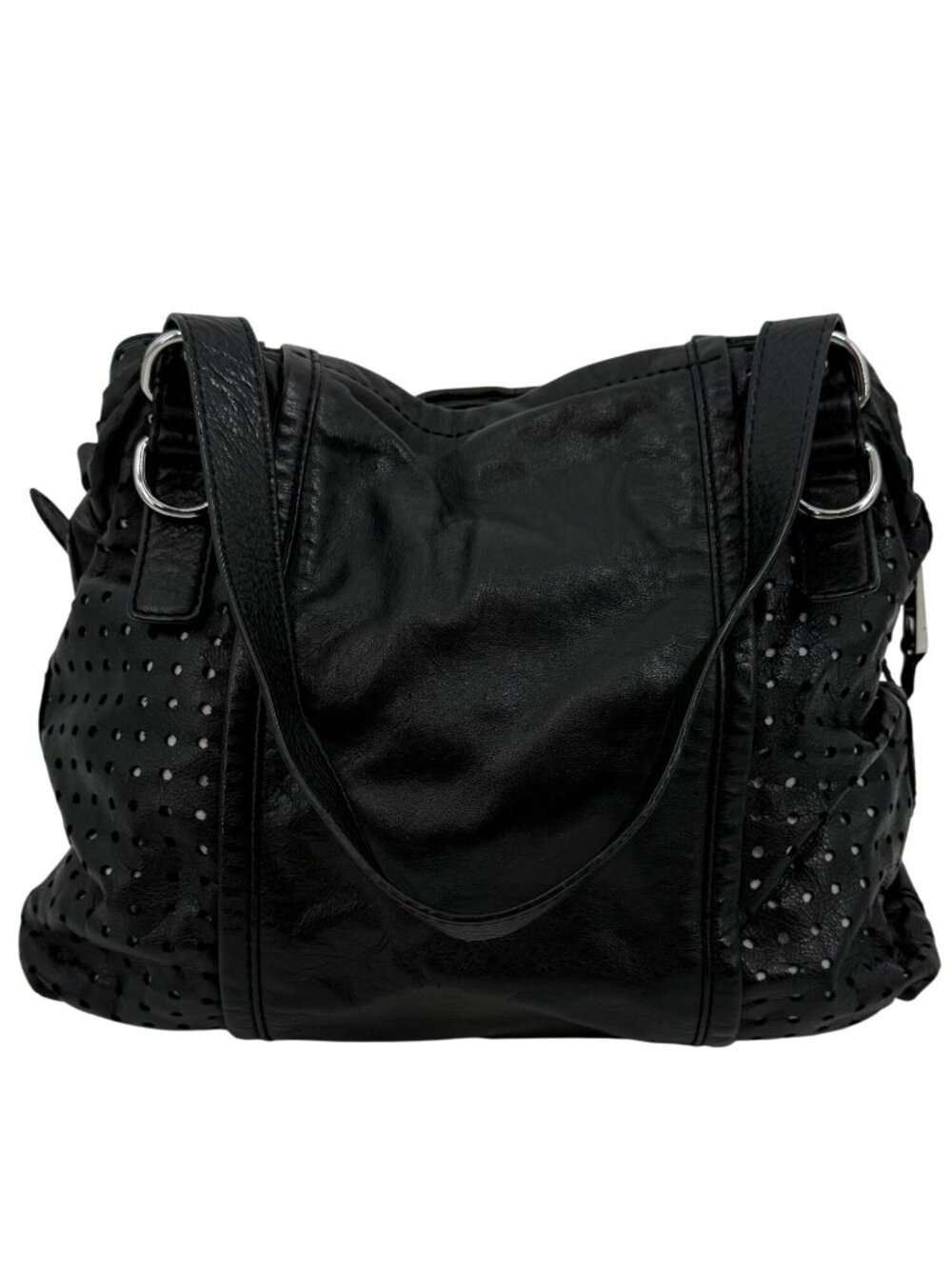 RARE VTG Juicy Couture Perforated Leather Triple-Compartment Crossbody Hobo Bag - Picture 7 of 16